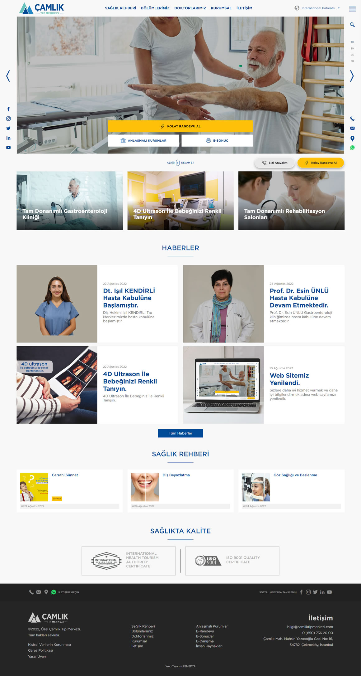 Çamlık Tıp Merkezi Web Sitesi Tasarımı -  İstanbul