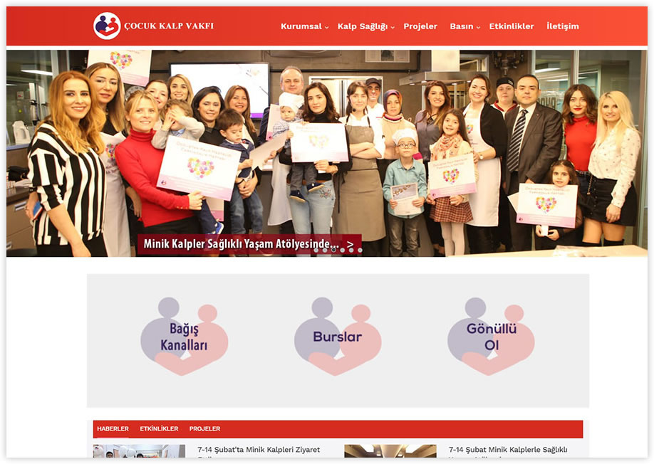 Çocuk Kalp Vakfı kurumsal web sitesi tasarımı Bakırköy Yenibosna Bahçelievler İstanbul
