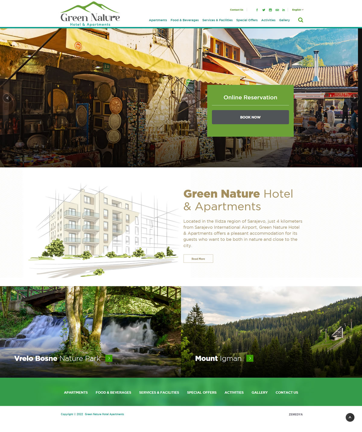 Green Nature Hotel Apartments kurumsal otel web sitesi tasarımı Sarajevo, Bosnia and Herzegovina