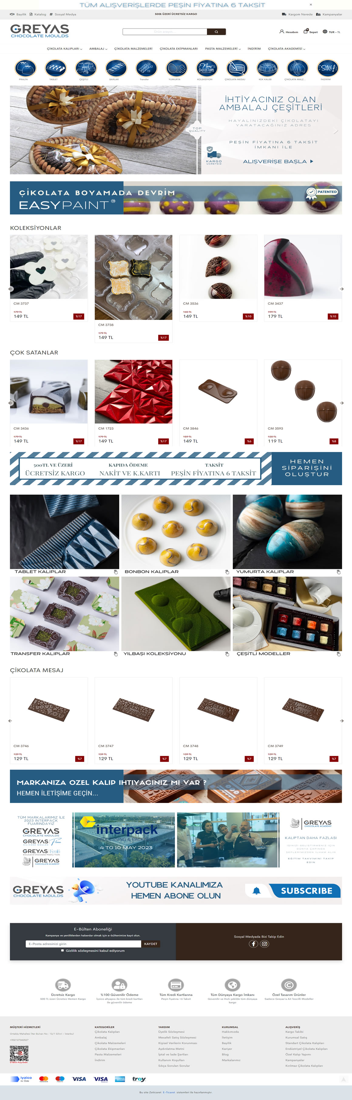 Greyas Chocolate Moulds eticaret yazılımı istanbul