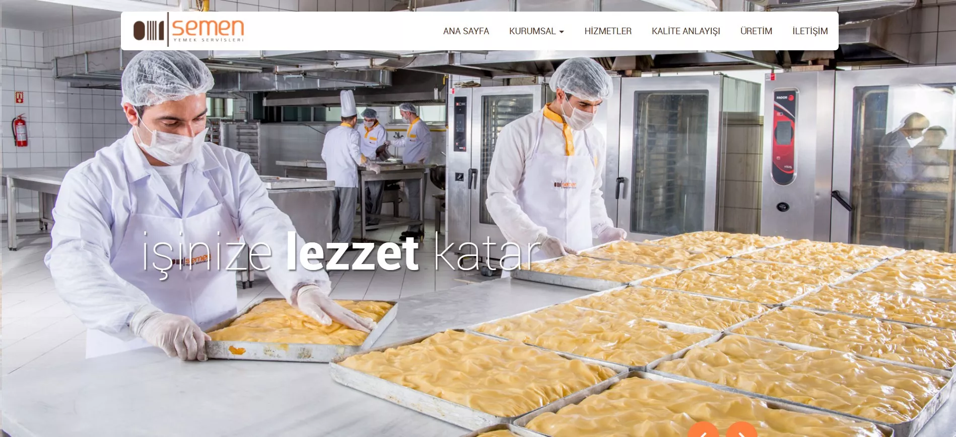Semen Yemek Servisleri Web Sitesi