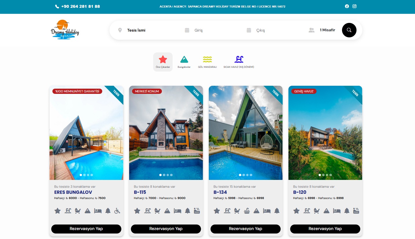 DreamyHoliday Villa & Bungalov Rezervasyon Projesi